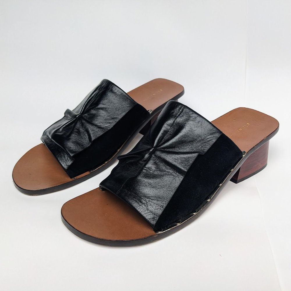 CÉLINE Suede & Leather Block Heel Mules (Phoebe Philo era)